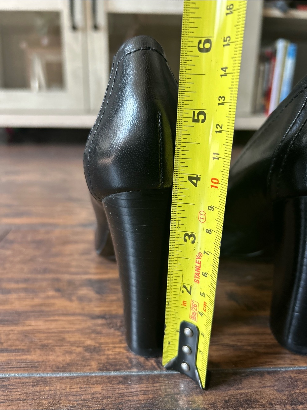 Nine West, Women, Black Leather Heeled Pumps with Silver Buckle - Picture 9 of 12